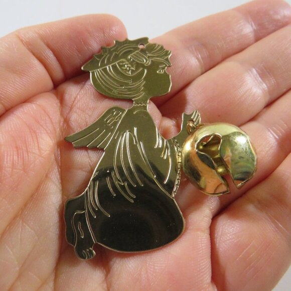 Vintage Gold Tone Ornaments Stands or Hangs (13) + Angle with bell - Picture 7 of 12